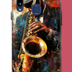 Samsung Galaxy A20S Uyumlu renkli tenor saksafon UV Baskılı Silikon Kılıf
