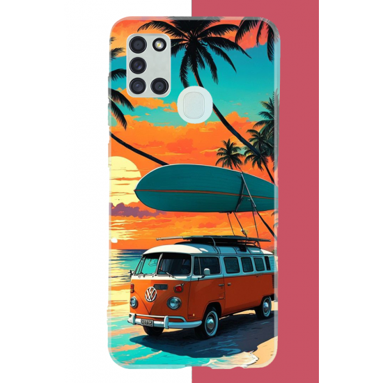 Samsung Galaxy A21S Uyumlu 70'ler surf UV Baskılı Silikon Kılıf