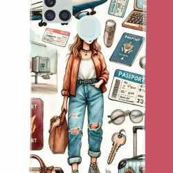 Samsung Galaxy A21S Uyumlu vintage-travel UV Baskılı Silikon Kılıf