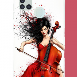 Samsung Galaxy A21S Uyumlu çello çalan kadın UV Baskılı Silikon Kılıf