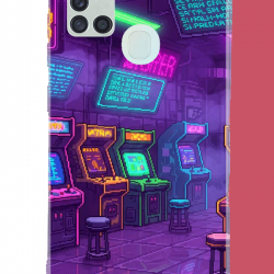 Samsung Galaxy A21S Uyumlu Cyberpunk neon arcade UV Baskılı Silikon Kılıf