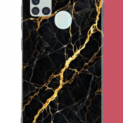 Samsung Galaxy A21S Uyumlu altın diyagonal UV Baskılı Silikon Kılıf