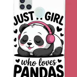 Samsung Galaxy A21S Uyumlu kawaii panda UV Baskılı Silikon Kılıf