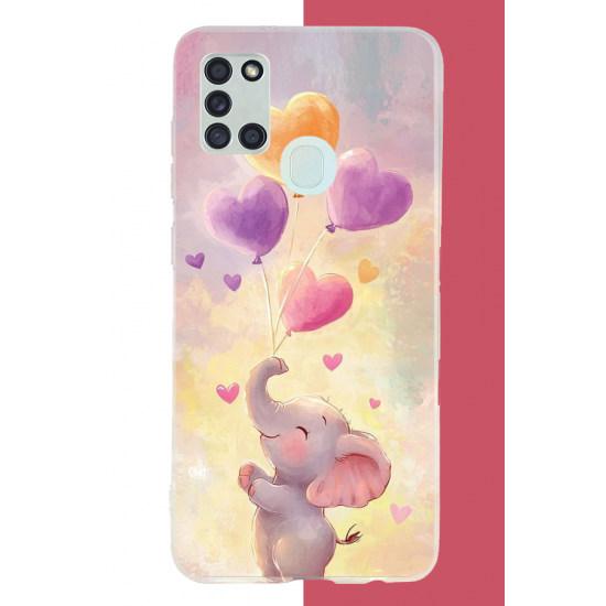 Samsung Galaxy A21S Uyumlu minik fil UV Baskılı Silikon Kılıf Samsung Galaxy A21S Uyumlu minik fil UV Baskılı Silikon Kılıf