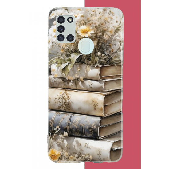 Samsung Galaxy A21S Uyumlu papatyalı kitap UV Baskılı Silikon Kılıf Samsung Galaxy A21S Uyumlu papatyalı kitap UV Baskılı Silikon Kılıf