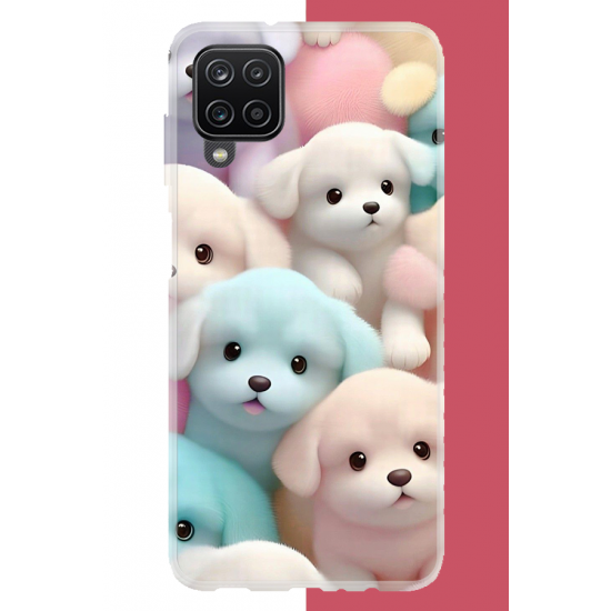 Samsung Galaxy A22-M22-M32 Uyumlu sevimli renkli köpek UV Baskılı Silikon Kılıf