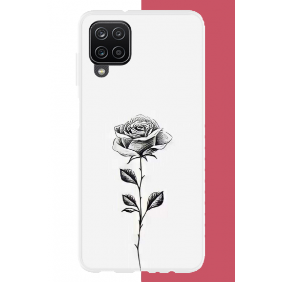 Samsung Galaxy A22-M22-M32 Uyumlu siyah gül UV Baskılı Silikon Kılıf