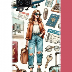 Samsung Galaxy A22-M22-M32 Uyumlu vintage-travel UV Baskılı Silikon Kılıf