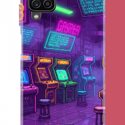 Samsung Galaxy A22-M22-M32 Uyumlu Cyberpunk neon arcade UV Baskılı Silikon Kılıf