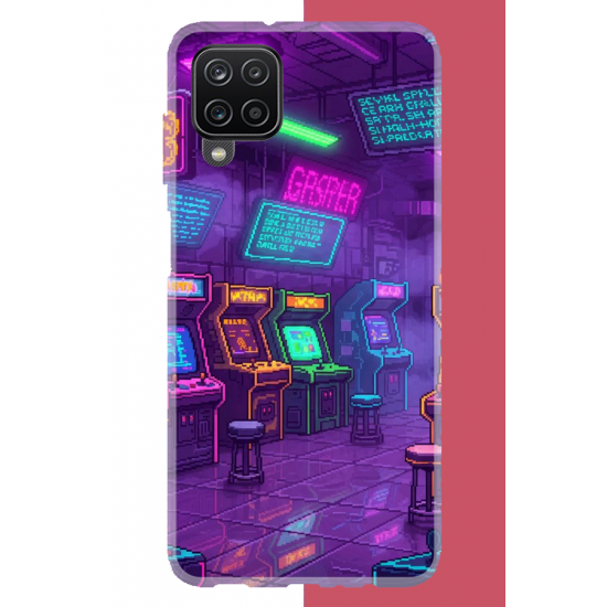 Samsung Galaxy A22-M22-M32 Uyumlu Cyberpunk neon arcade UV Baskılı Silikon Kılıf