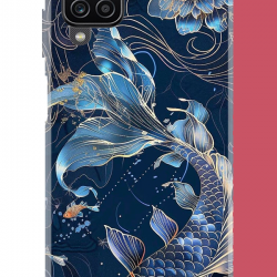 Samsung Galaxy A22-M22-M32 Uyumlu mavi yüzen balık UV Baskılı Silikon Kılıf