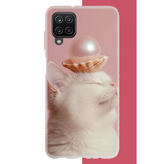 Samsung Galaxy A22-M22-M32 Uyumlu incili kedi UV Baskılı Silikon Kılıf