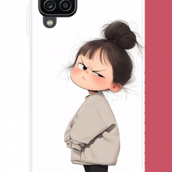 Samsung Galaxy A22-M22-M32 Uyumlu kawaii sinirli kız UV Baskılı Silikon Kılıf