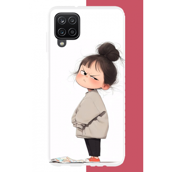 Samsung Galaxy A22-M22-M32 Uyumlu kawaii sinirli kız UV Baskılı Silikon Kılıf