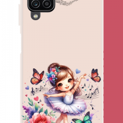 Samsung Galaxy A22-M22-M32 Uyumlu minik balerin3 UV Baskılı Silikon Kılıf