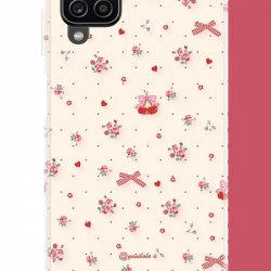 Samsung Galaxy A22-M22-M32 Uyumlu kırmızı kalpli pattern UV Baskılı Silikon Kılıf