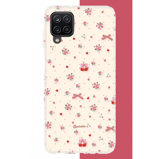 Samsung Galaxy A22-M22-M32 Uyumlu kırmızı kalpli pattern UV Baskılı Silikon Kılıf