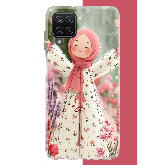 Samsung Galaxy A22-M22-M32 Uyumlu beyaz elbiseli kız UV Baskılı Silikon Kılıf