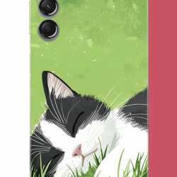 Samsung Galaxy A24 Uyumlu uyuyan kedi UV Baskılı Silikon Kılıf