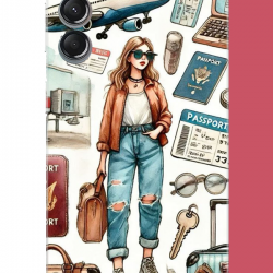 Samsung Galaxy A24 Uyumlu vintage-travel UV Baskılı Silikon Kılıf