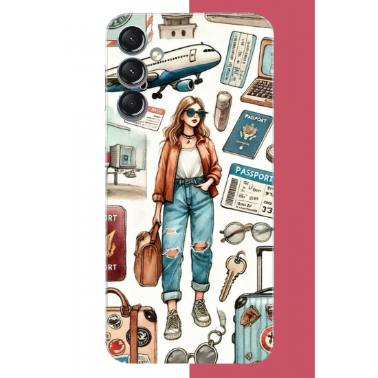Samsung Galaxy A24 Uyumlu vintage-travel UV Baskılı Silikon Kılıf