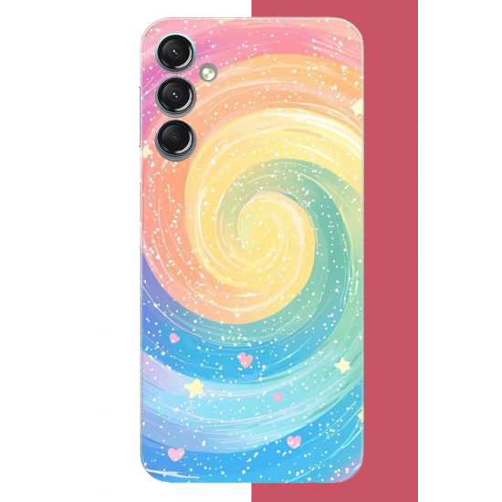 Samsung Galaxy A24 Uyumlu gökkuşağı girdap UV Baskılı Silikon Kılıf
