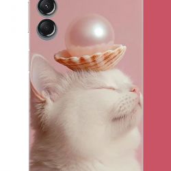 Samsung Galaxy A24 Uyumlu incili kedi UV Baskılı Silikon Kılıf