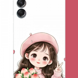 Samsung Galaxy A24 Uyumlu kawaii buket tutan kız UV Baskılı Silikon Kılıf
