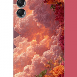 Samsung Galaxy A24 Uyumlu kırmızı bulut ve çiçekler UV Baskılı Silikon Kılıf