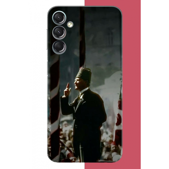 Samsung Galaxy A24 Uyumlu halka seslenen atatürk UV Baskılı Silikon Kılıf