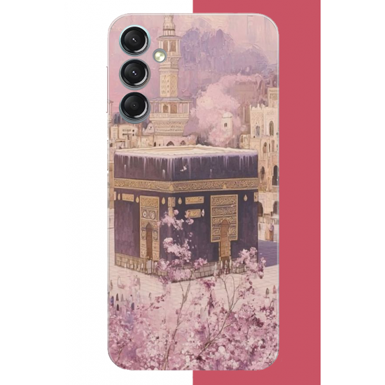 Samsung Galaxy A24 Uyumlu pembe çiçekli kabe UV Baskılı Silikon Kılıf