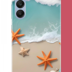 Samsung Galaxy A25 Uyumlu turuncu deniz yıldızı UV Baskılı Silikon Kılıf