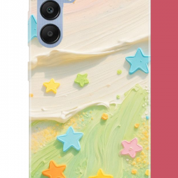 Samsung Galaxy A25 Uyumlu tuvalde renkli yıldız UV Baskılı Silikon Kılıf
