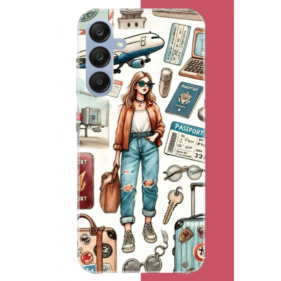 Samsung Galaxy A25 Uyumlu vintage-travel UV Baskılı Silikon Kılıf