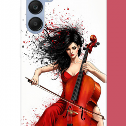 Samsung Galaxy A25 Uyumlu çello çalan kadın UV Baskılı Silikon Kılıf