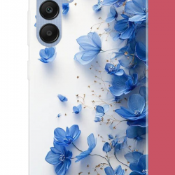 Samsung Galaxy A25 Uyumlu mavi çiçek2 UV Baskılı Silikon Kılıf