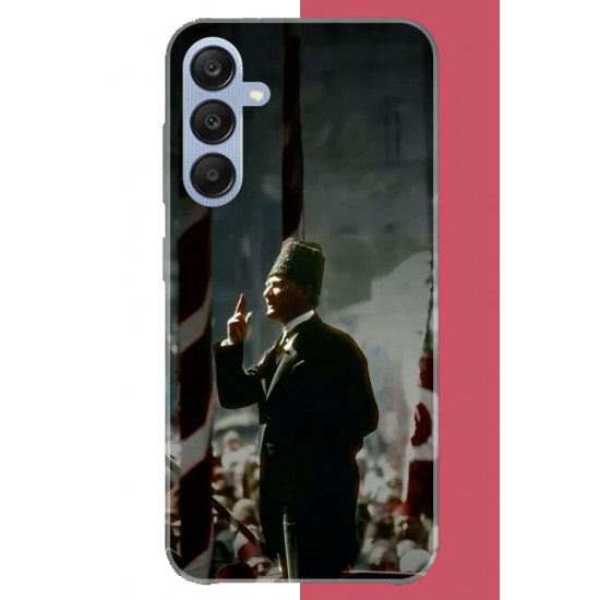 Samsung Galaxy A25 Uyumlu halka seslenen atatürk UV Baskılı Silikon Kılıf
