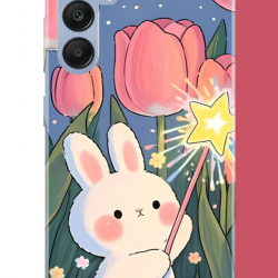 Samsung Galaxy A25 Uyumlu peluş tavşan UV Baskılı Silikon Kılıf