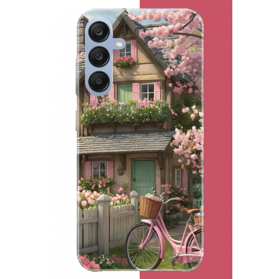 Samsung Galaxy A25 Uyumlu pembe bisiklet UV Baskılı Silikon Kılıf