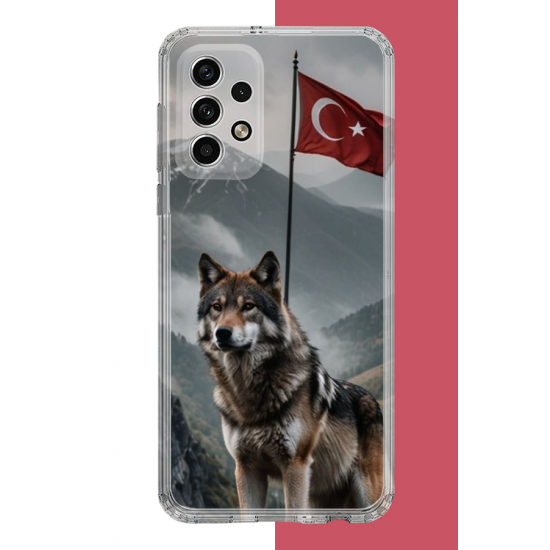 Samsung Galaxy A32 Uyumlu Ulu Kurt UV Baskılı Silikon Kılıf