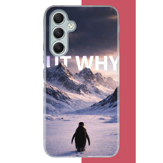 Samsung Galaxy A34 Uyumlu Nihilist Penguen UV Baskılı Silikon Kılıf