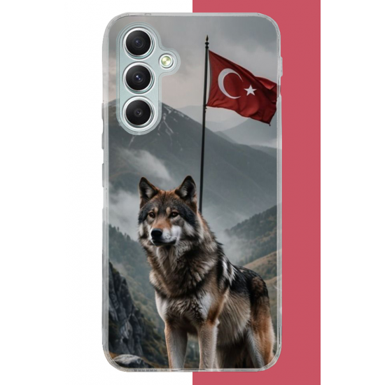 Samsung Galaxy A34 Uyumlu Ulu Kurt UV Baskılı Silikon Kılıf