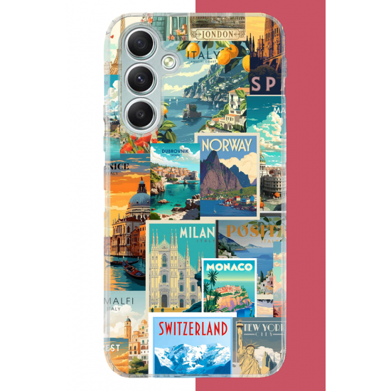 Samsung Galaxy A34 Uyumlu Kart Postal Kolaj UV Baskılı Silikon Kılıf