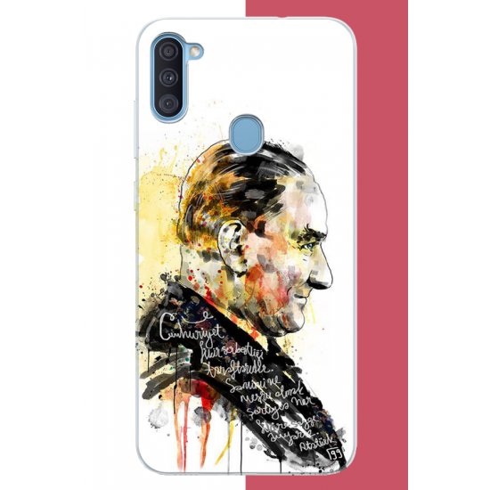 Samsung Galaxy A11-M11 Uyumlu sulu boya atatürk UV Baskılı Silikon Kılıf