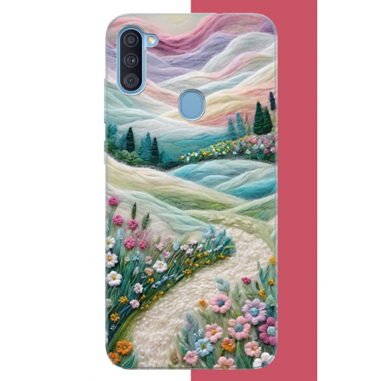 Samsung Galaxy A11-M11 Uyumlu çiçekli plato UV Baskılı Silikon Kılıf