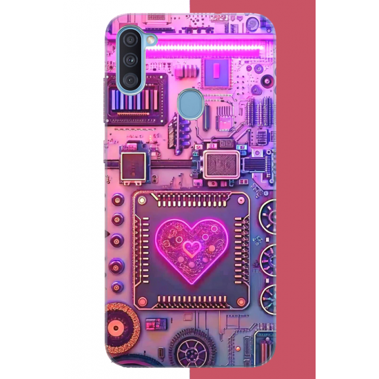 Samsung Galaxy A11-M11 Uyumlu Cyberpunk neon UV Baskılı Silikon Kılıf