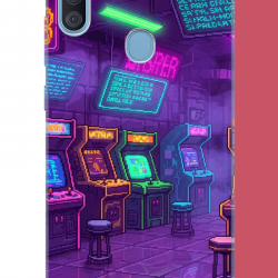 Samsung Galaxy A11-M11 Uyumlu Cyberpunk neon arcade UV Baskılı Silikon Kılıf