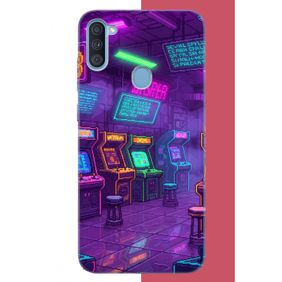 Samsung Galaxy A11-M11 Uyumlu Cyberpunk neon arcade UV Baskılı Silikon Kılıf