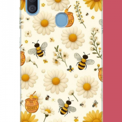 Samsung Galaxy A11-M11 Uyumlu arılı sarı çiçek.jpeg UV Baskılı Silikon Kılıf