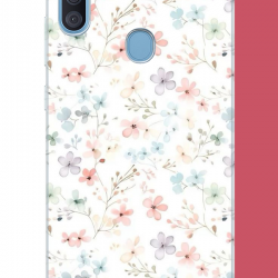 Samsung Galaxy A11-M11 Uyumlu lila mavi pattern UV Baskılı Silikon Kılıf